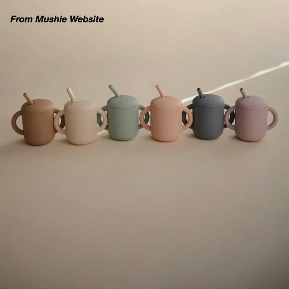 GUC: 3 MUSHIE SILICONE TRAINING CUPS IN LILAC, NATURAL AND TRADEWINDS BLUE (O/S) - Picture 2 of 13